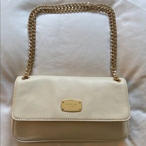 Michael Kors Ivory Shoulder Bag with Gold Chain
